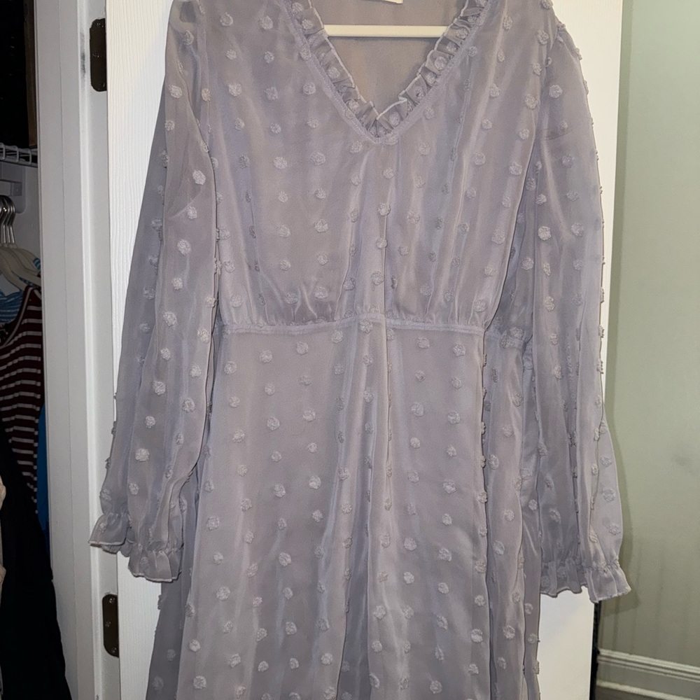 Blue Gray Polka Dot Dress